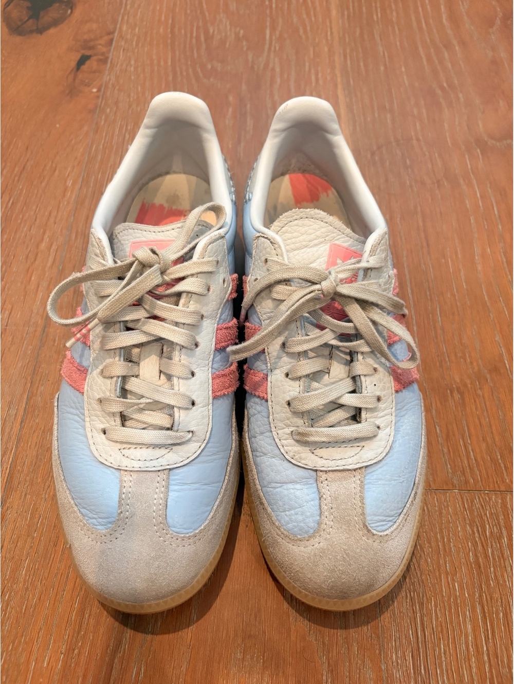 Adidas Samba Light Blue Pink Low-Top Sneakers US Men 6.5 / Women 7.5